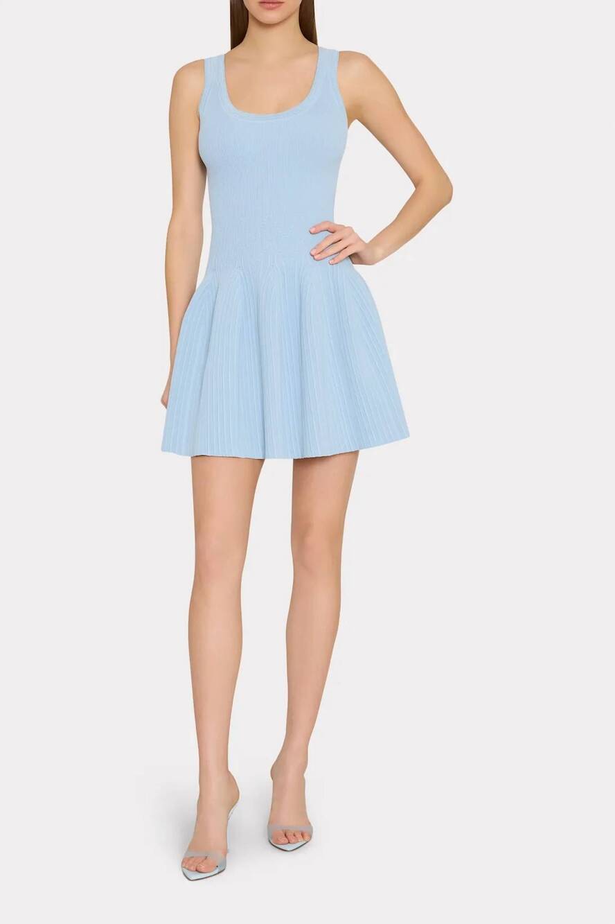 NEW MILLY marea knit mini dress in light blue
